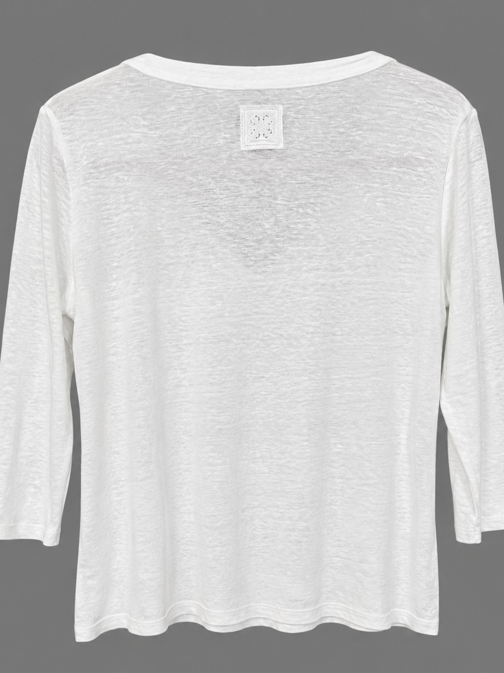 120% Lino White Linen Blend Beaded Tunic Top Boho Luxe Lightweight Blouse 19 ptp - Picture 3 of 9